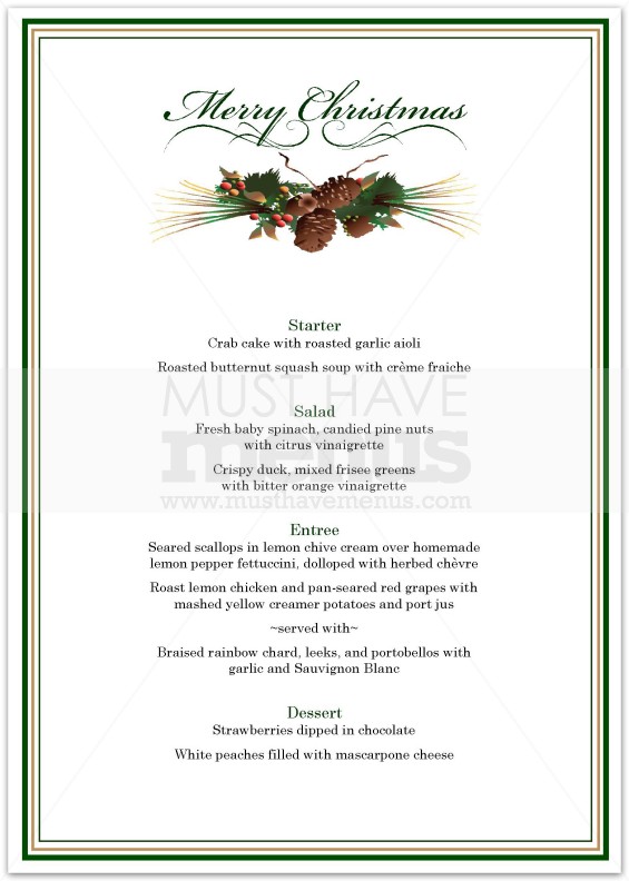 Simple Setting Christmas Menu | page 1