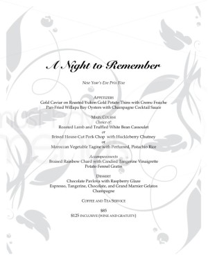 Special Event Fixed Price Menu