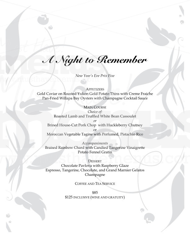 Special Event Fixed Price Menu | page 1