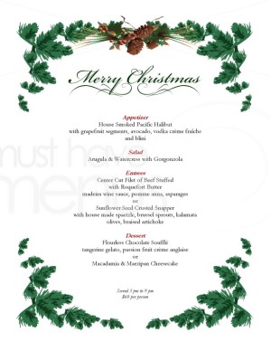 Pine Boughs Christmas Menu