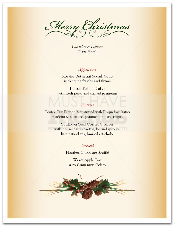 Seasonal Centerpiece Christmas Menu | page 1