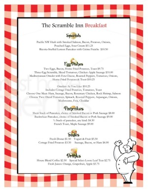 Red Check Breakfast Menu