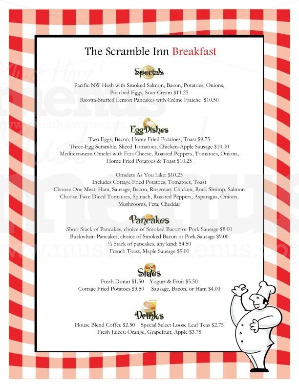 Red Check Breakfast Menu | page 1