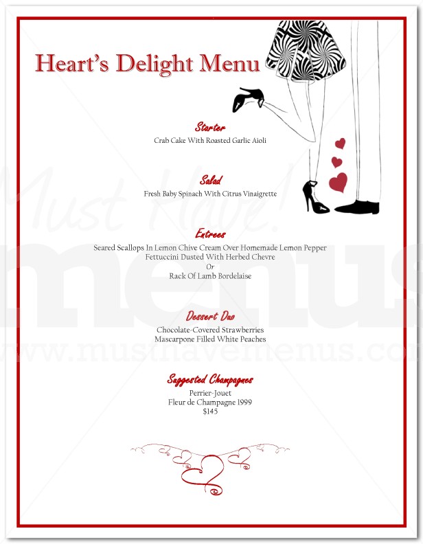 Happy Couple Valentine's Day Menu | page 1