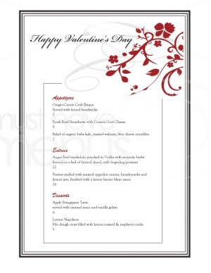 Elegant Valentine Menu