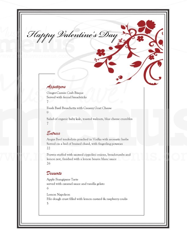 Elegant Valentine Menu | page 1