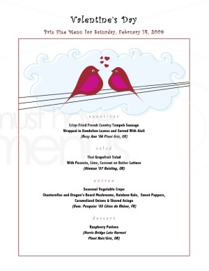 Love Birds Prix Fixe Menu