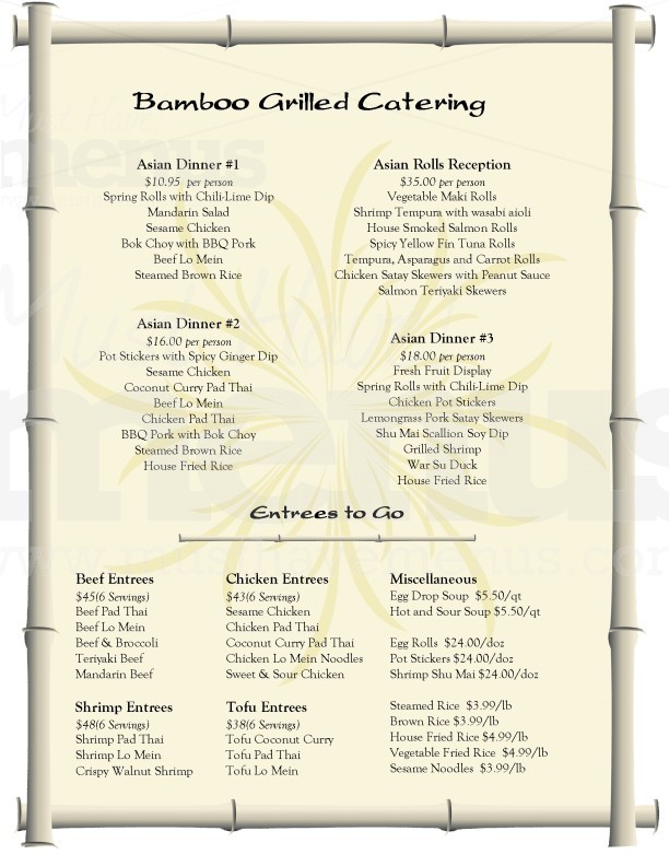 catering menu templates word