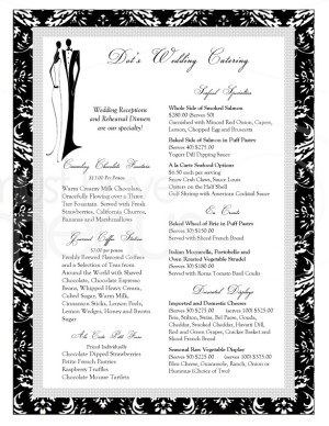 Black and White Wedding Catering Menu