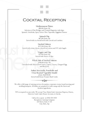Catered Reception Menu