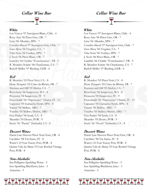 Red Wine Bar Menu | page 1
