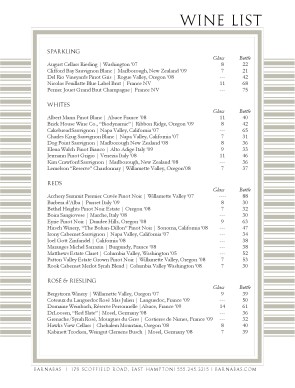 Customize Restaurant Wine List Template