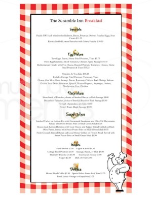 Red Check Breakfast Menu Long