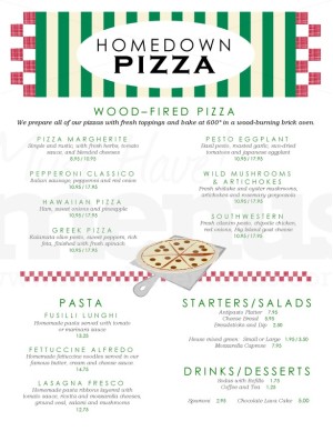 Bricks Pizza Menu