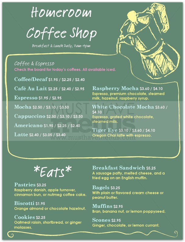 Chalkboard Coffee House Menu | page 1