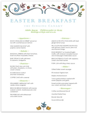 Pastel Easter Brunch Menu