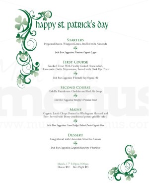 St. Patrick's Day Tasting Menu