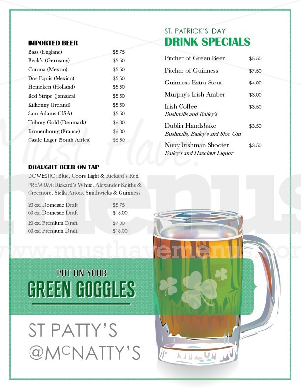 St. Patty's Menu | page 1