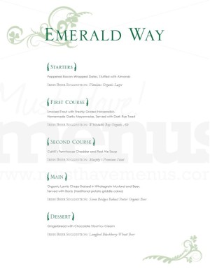 St. Patrick's Day Emerald Green Tasting Menu