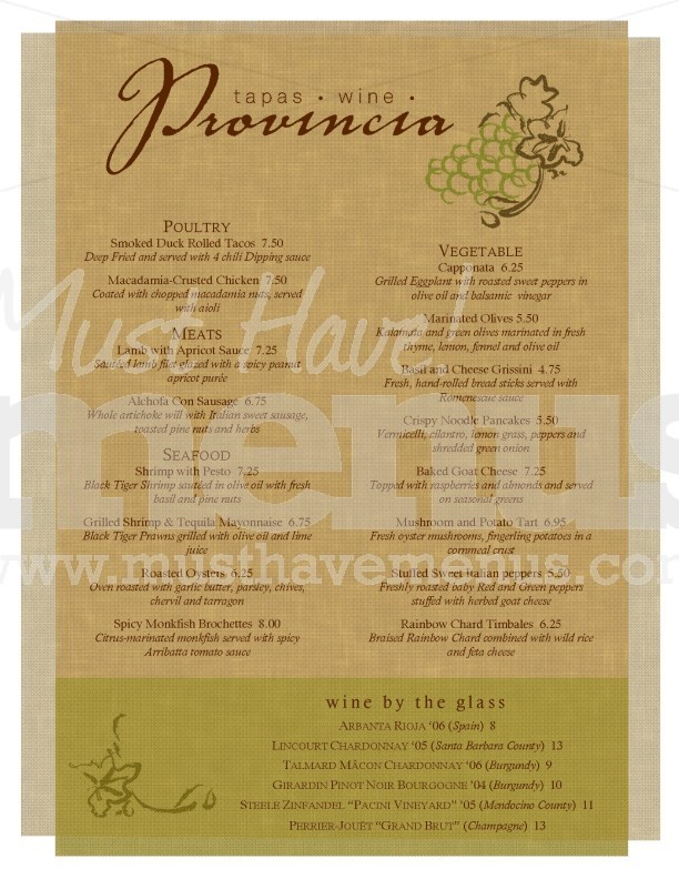 Parchment Tapas Menu | page 1