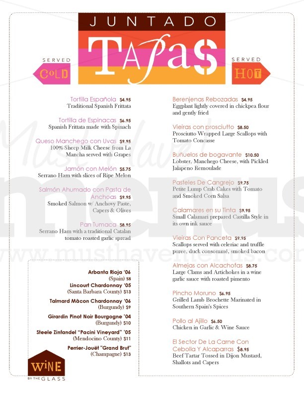 Spanish Tapas Menu | page 1