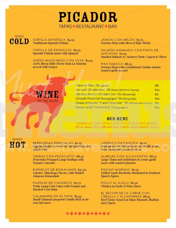 Tapas Bar Menu | page 1