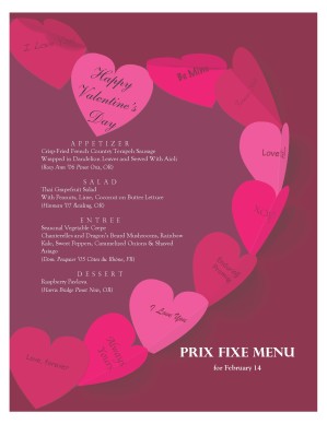 Paper Hearts Valentine's Day Menu