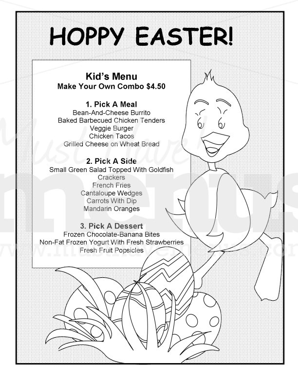 Hidden Eggs Coloring Easter Menu | page 1