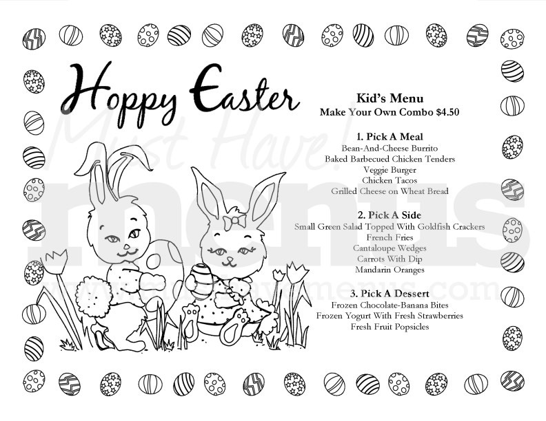 Kid's Easter Bunnies Menu | page 1