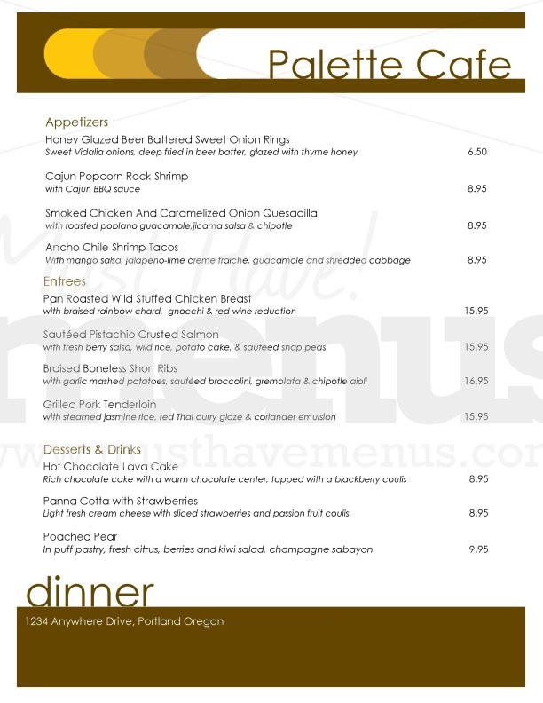 Modern Russet Cafe Menu | page 1