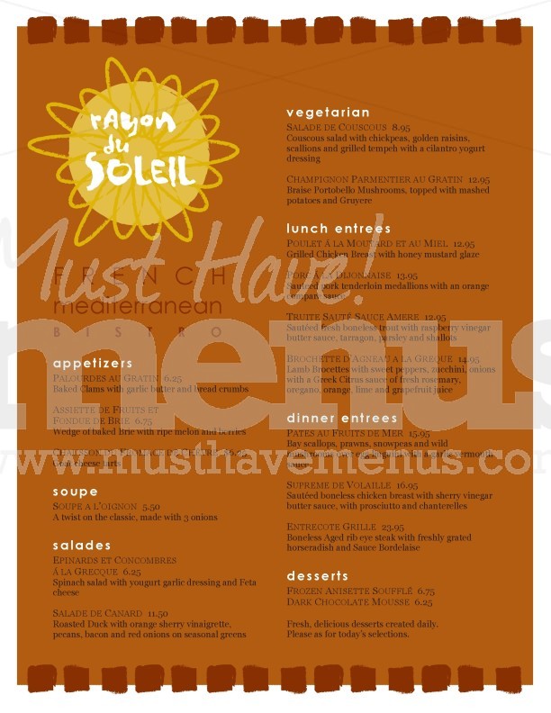 French Riviera Menu | page 1