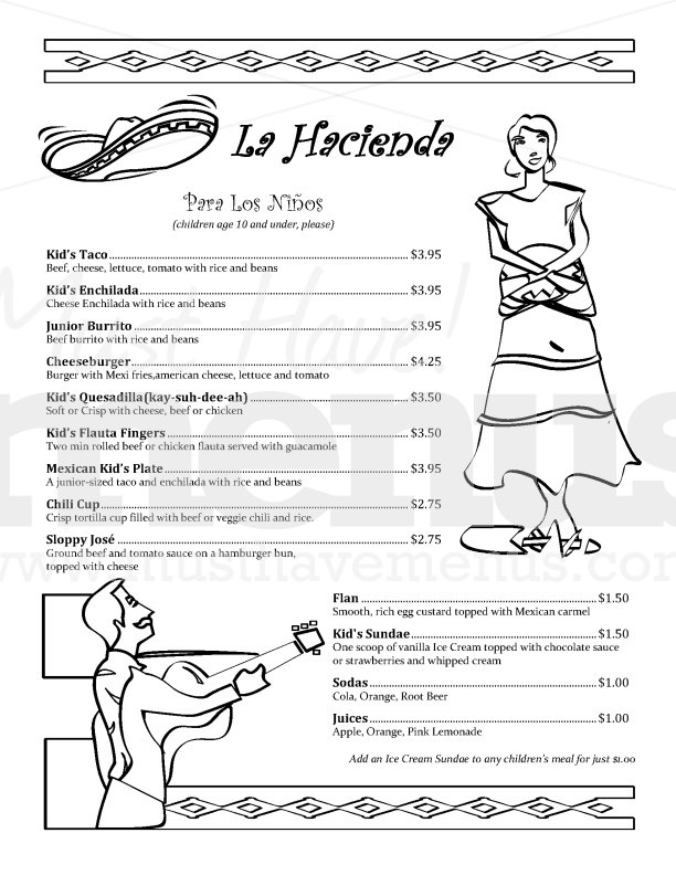 Serenade Kids Mexican Menu | page 1