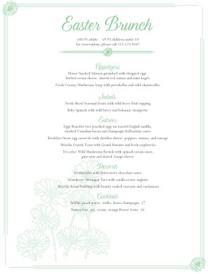 cottage flowers easter menu easter menus