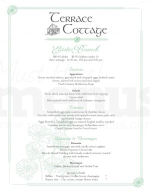 Cottage Flowers Easter Menu