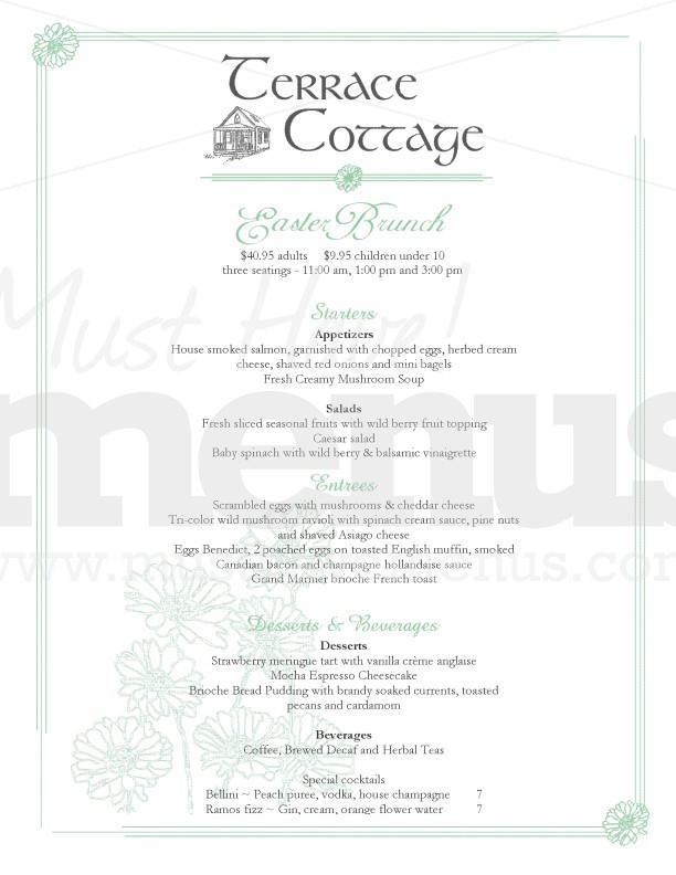 Cottage Flowers Easter Menu | page 1