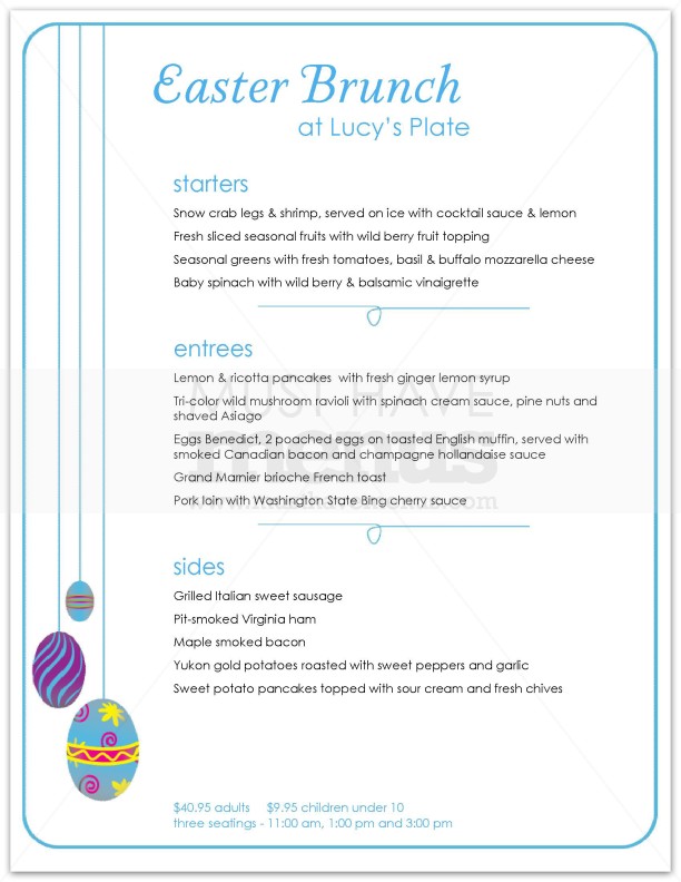 Easter Eggs Easter Menu | page 1