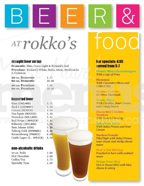 Color Blocks Pub Food Menu | page 1