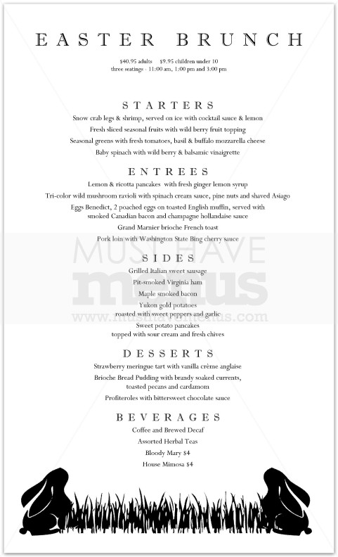 Bunnies Easter Menu Long | page 1