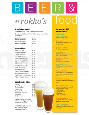 Color Blocks Pub Food Menu Long