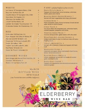 Colorful Flourished Wine Bar Menu
