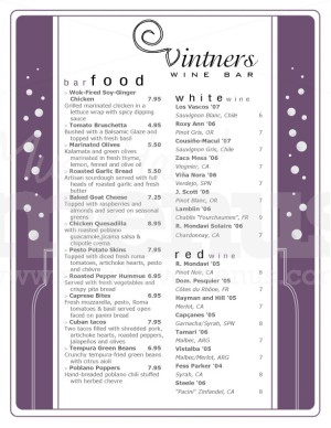 Purple Bottle Wine Bar Menu