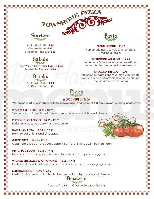 Rustic Pizza Menu | page 1