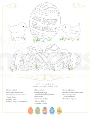 Kid's Easter Egg Menu