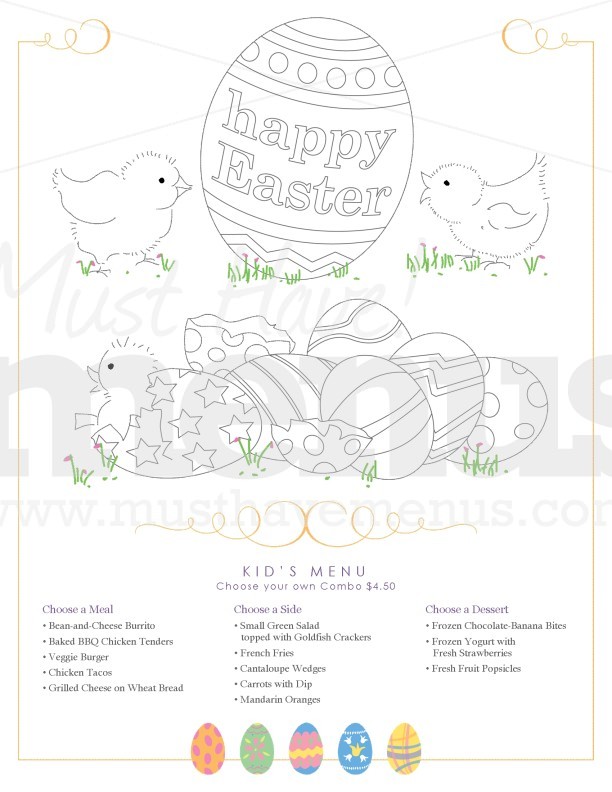 Kid's Easter Egg Menu | page 1