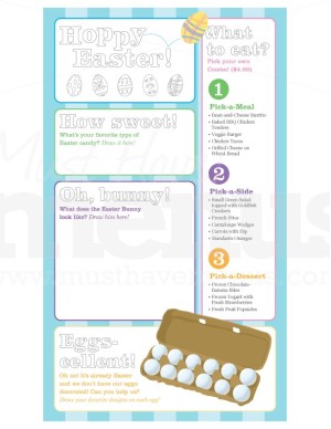 Eggscellent Kids Easter Menu Long