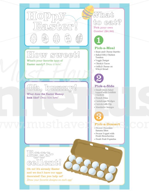 Eggscellent Kids Easter Menu Long | page 1