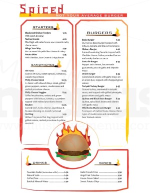 Flame Burger Menu Long