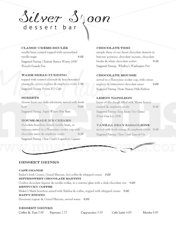 Spoon Dessert Menu | page 1