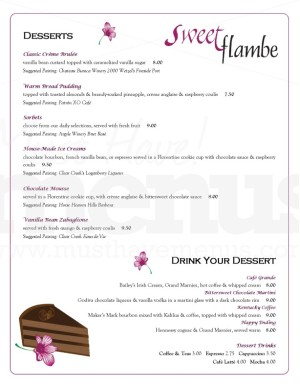 Restaurant Dessert Menu