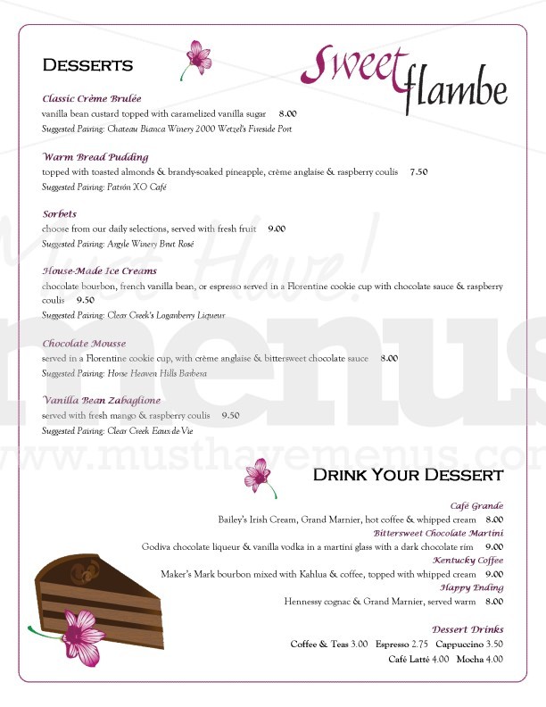 Restaurant Dessert Menu | page 1